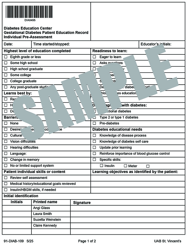 DEC GESTATIONAL PT EDUCATION REC INDIV PRE-ASSESSMENT