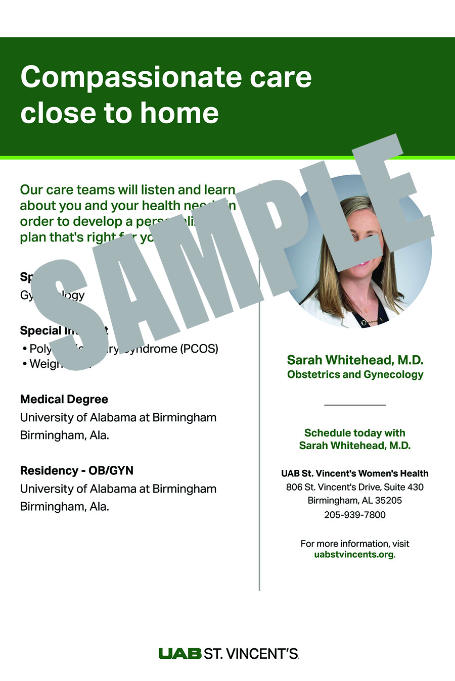 SARAH WHITEHEAD, M.D. POSTER