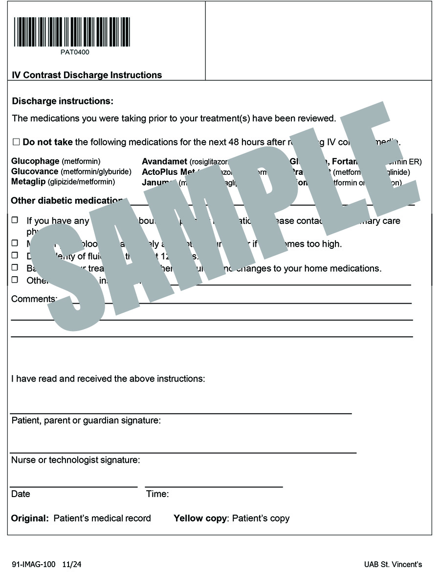 IV CONTRAST DISCHARGE INSTRUCTIONS