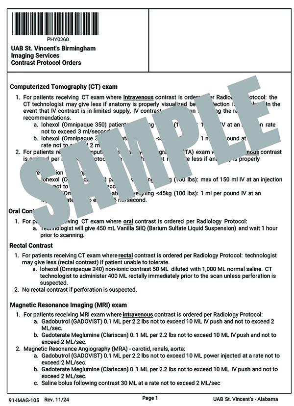 IMAGING PROTOCOL SERVICES CONTRAST PROTOCOL ORDER
