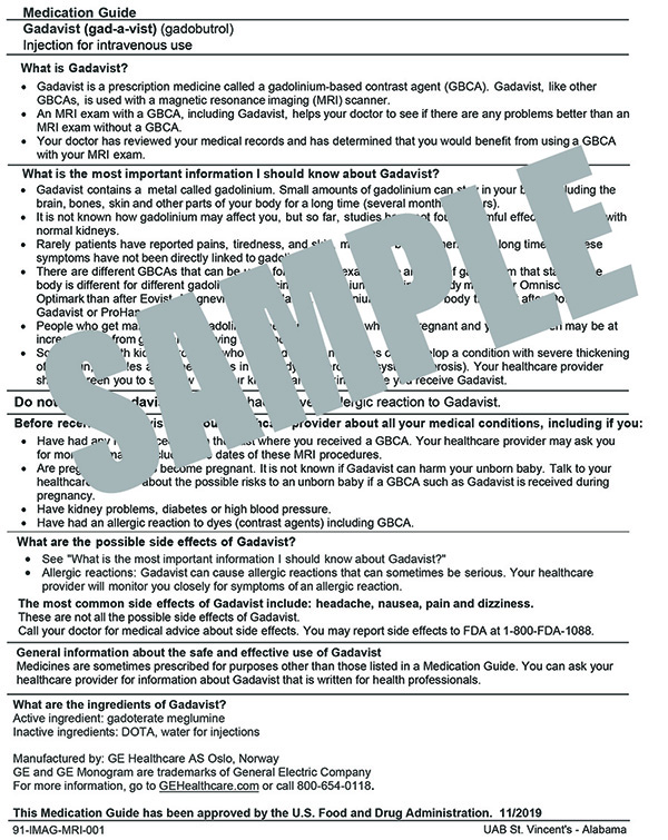 GADAVIST MEDICATION GUIDE