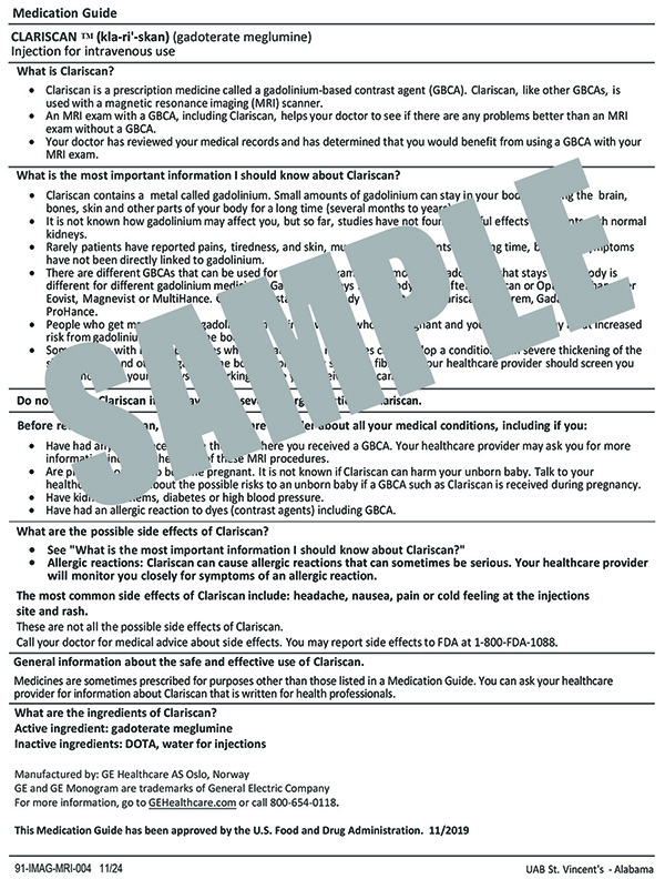 CLARISCAN MEDICATION GUIDE