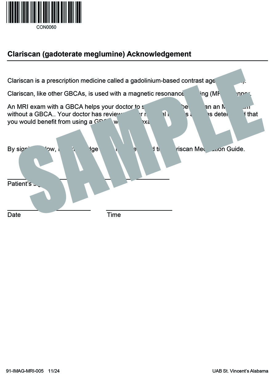 CLARISCAN ACKNOWLEDGEMENT