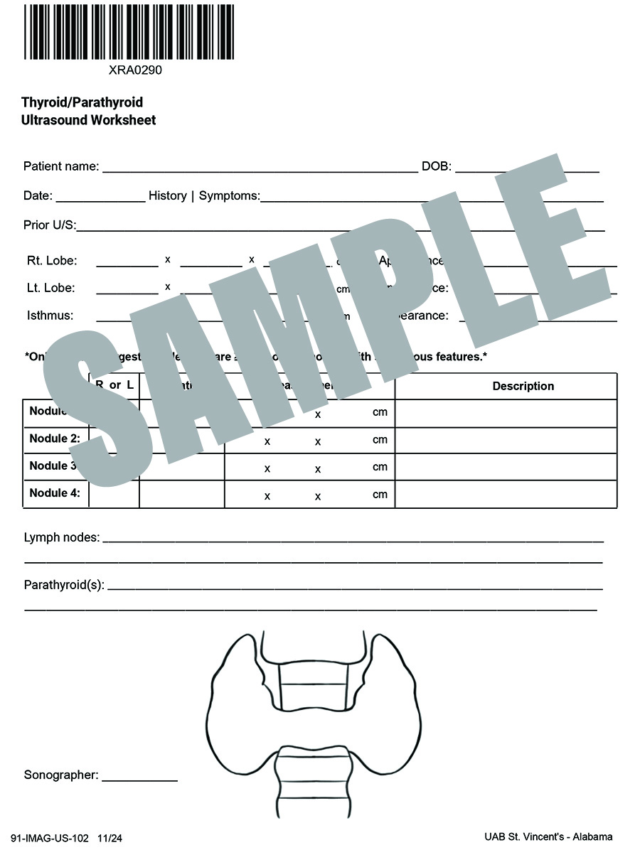 THYROID PARATHYROID US WORKSHEET