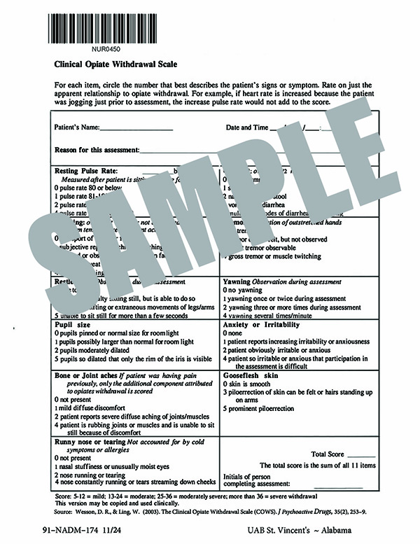CLINICAL OPIOID WITHDRAWAL SCALE
