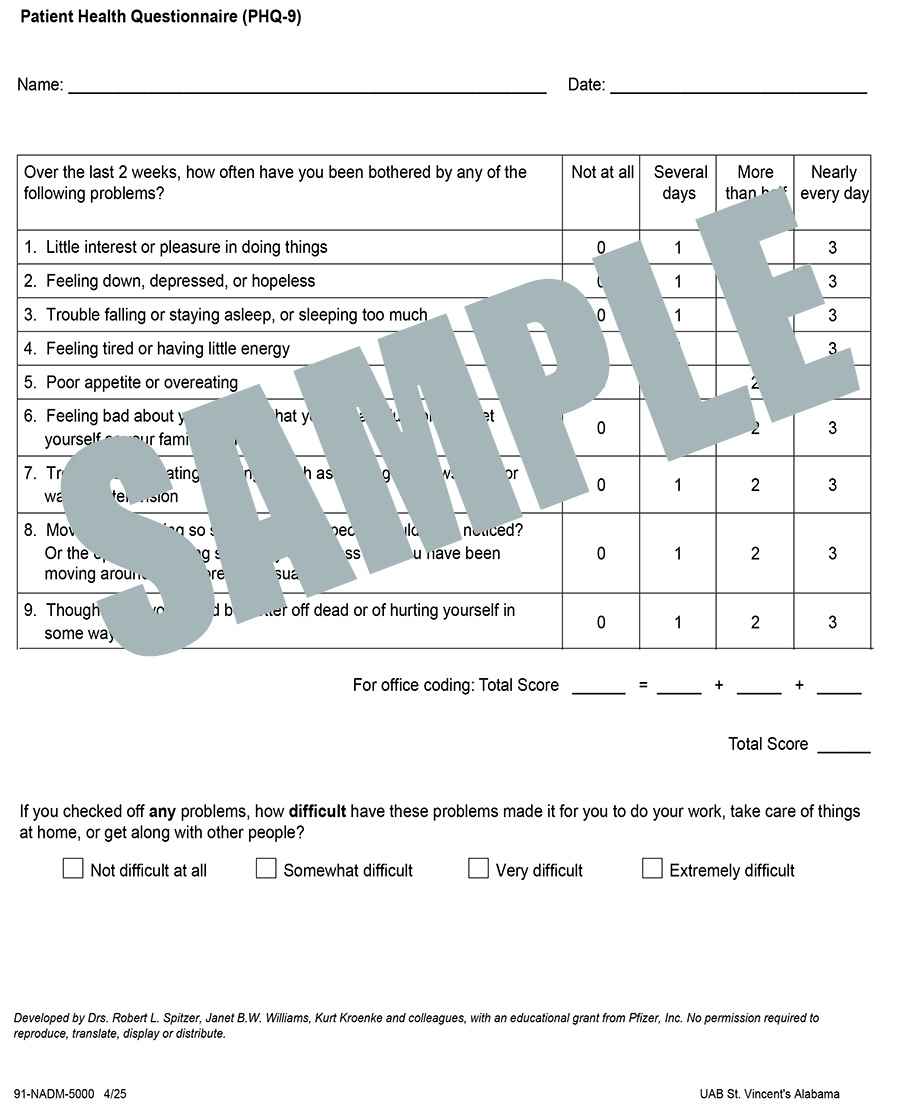 PATIENT HEALTH QUESTIONNAIRE PHQ-9