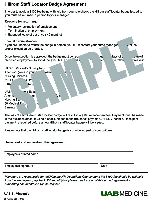 HILLROM STAFF LOCATOR BADGE AGREEMENT