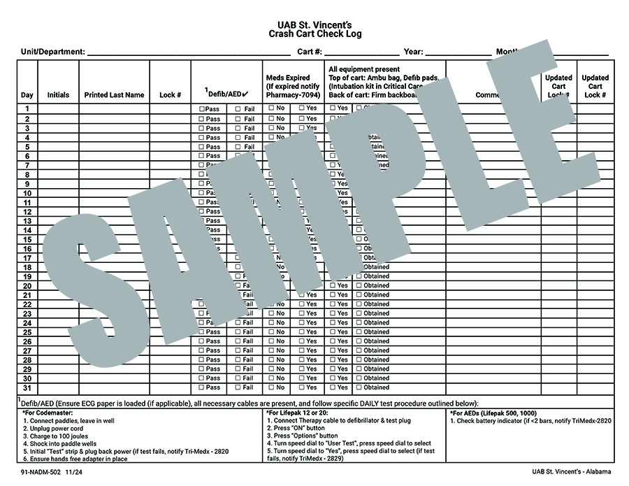 CRASH CART CHECK LOG