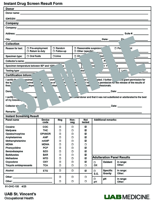 INSTANT DRUG SCREEN RESULTS