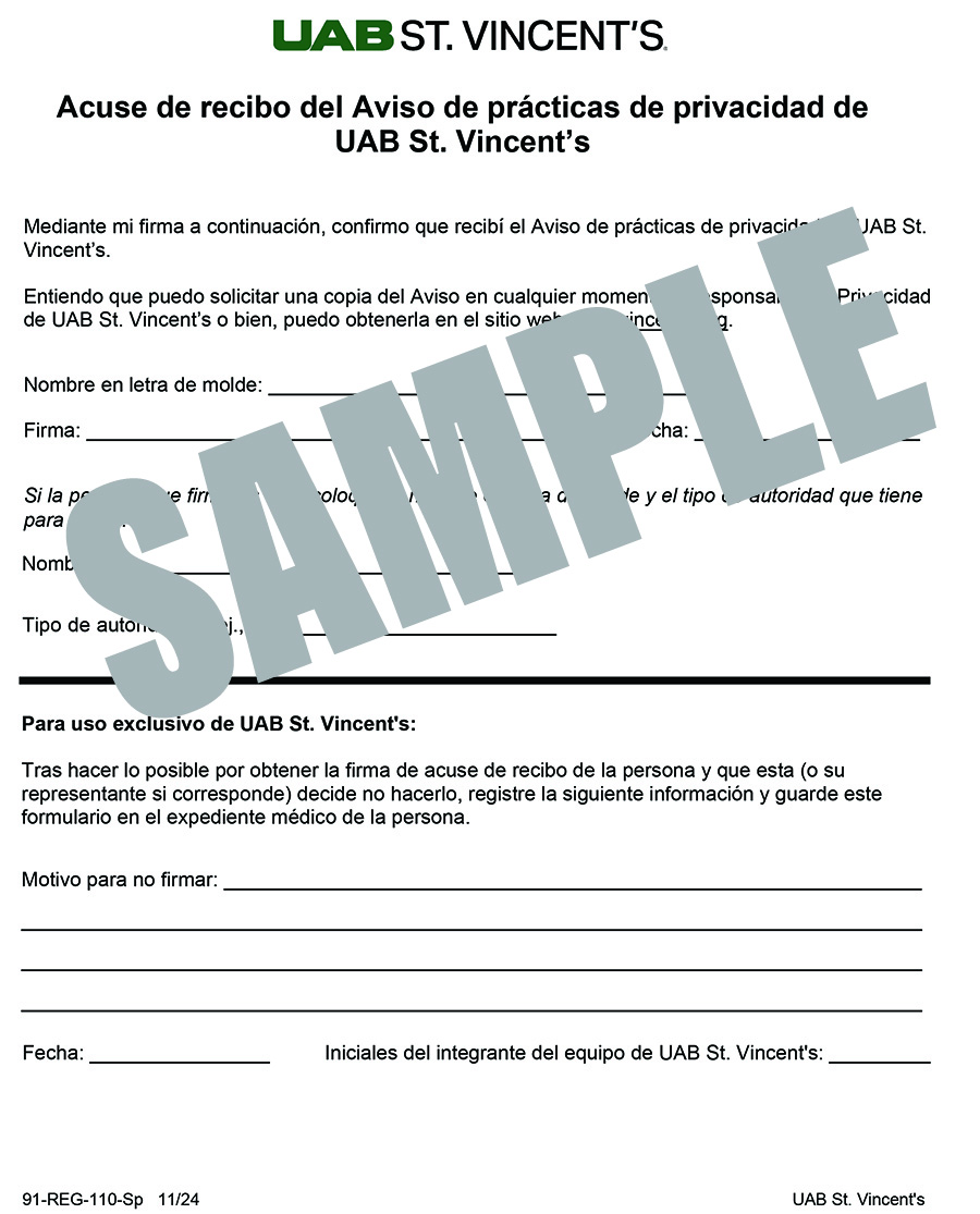 NOPP ACKNOWLEDGEMENT - SPANISH