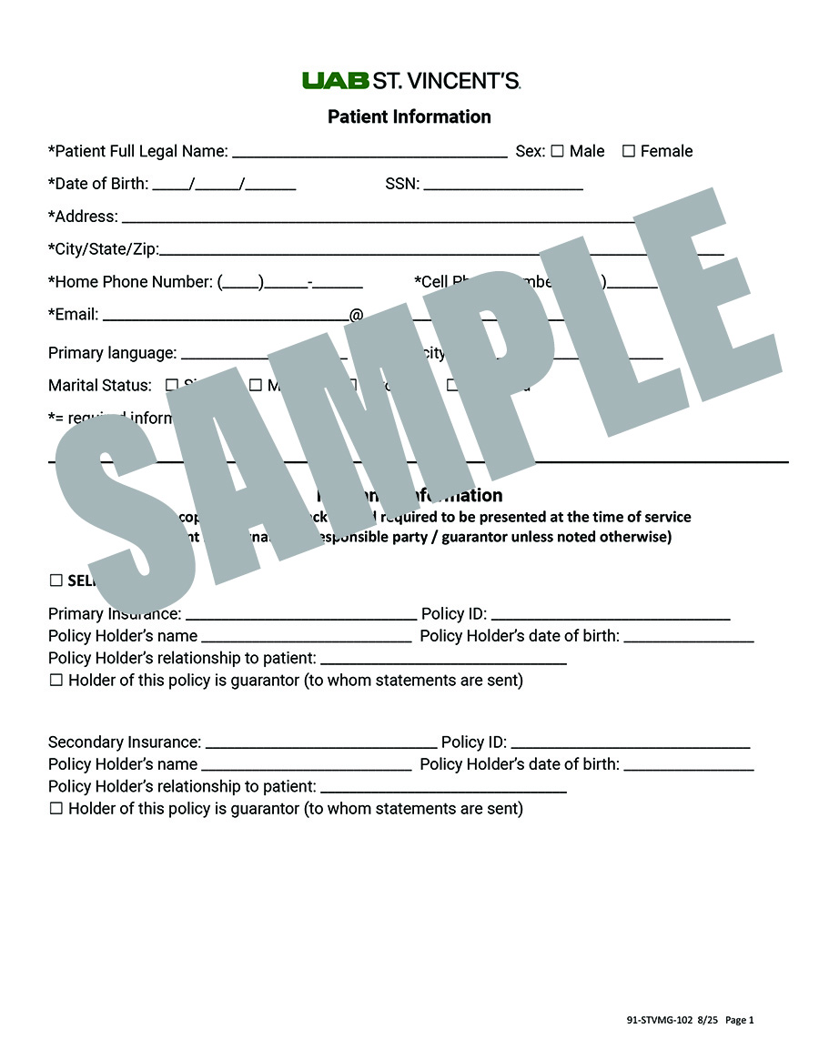 DOWNTIME PATIENT REGISTRATION FORMS (PACKET)