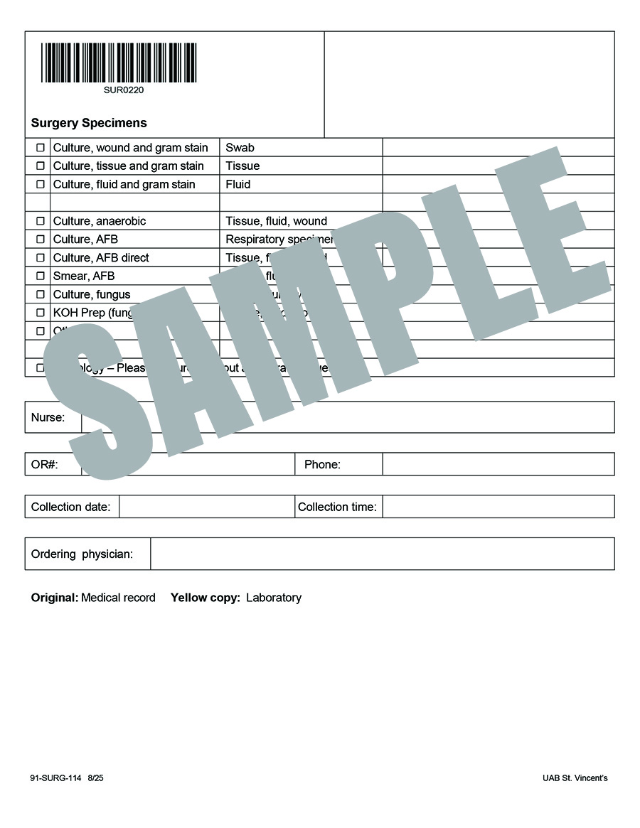 SURGERY SPECIMEN REQUEST