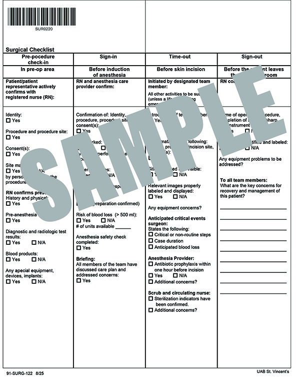 SURGICAL CHECKLIST