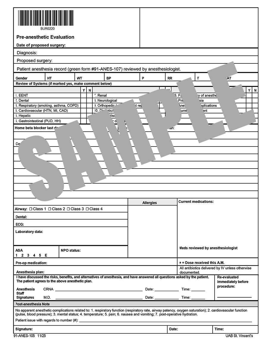 PRE-ANESTHETIC EVALUATION
