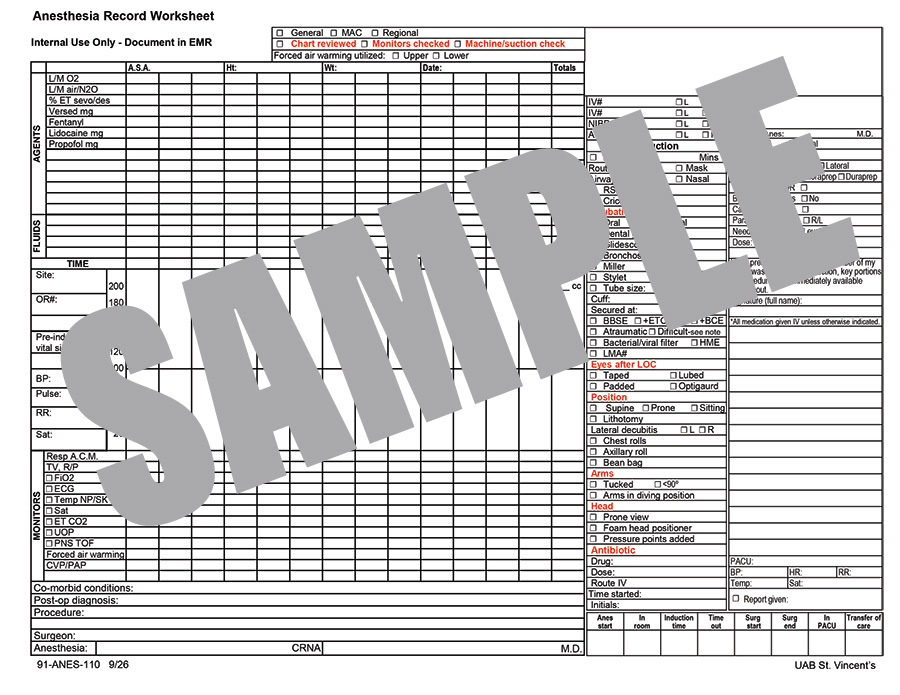 ANESTHESIA RECORD