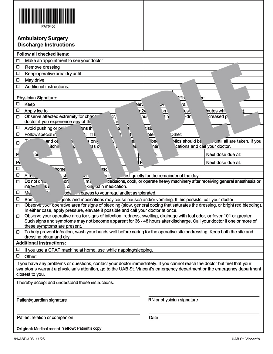 ASD DISCHARGE INSTRUCTIONS