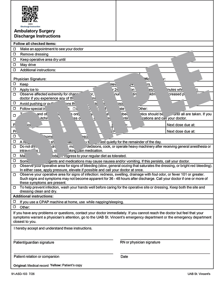 ASD DISCHARGE INSTRUCTIONS