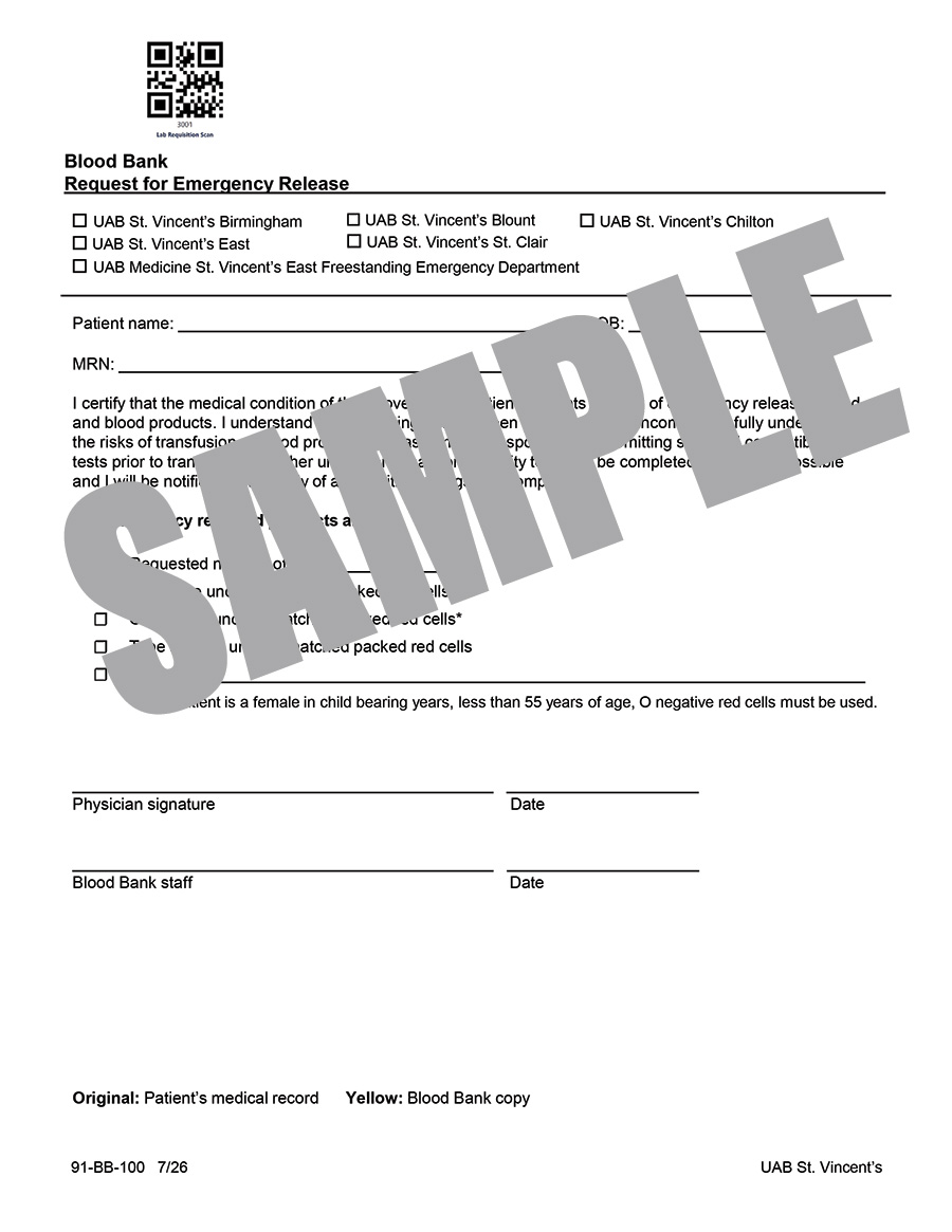 REQUEST FOR EMERGENCY RELEASE