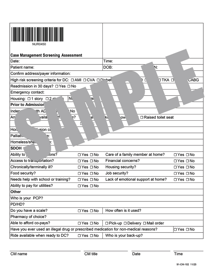 CASE MANAGEMENT SCREENING ASSESSMENT