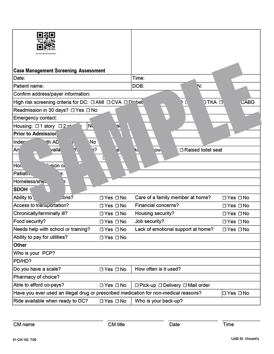 CASE MANAGEMENT SCREENING ASSESSMENT