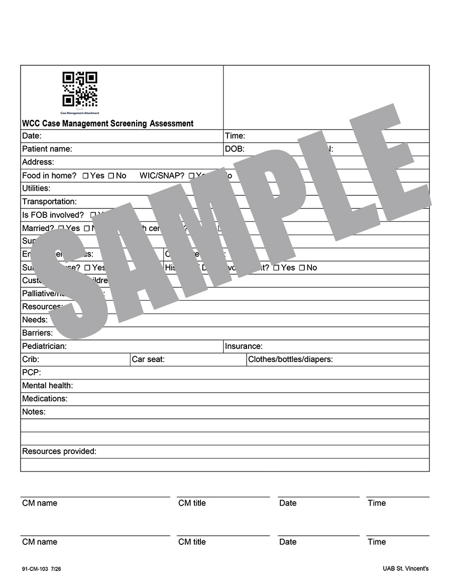 WCC CASE MANAGEMENT SCREENING ASSESSMENT