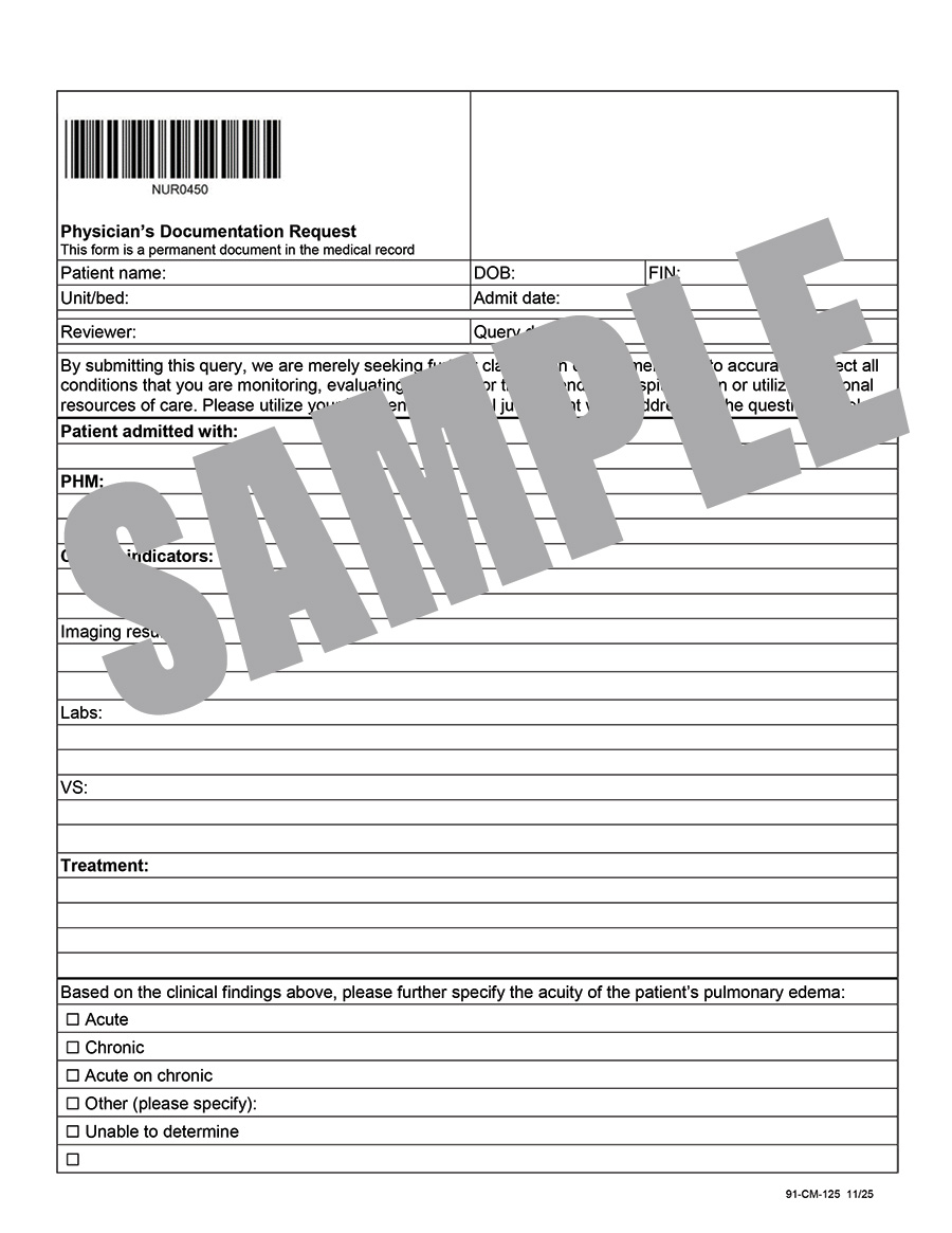PULMONARY EDEMA ACUITY QUERY