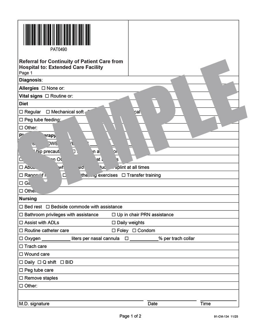 REFERRAL FOR CONTINUITY OF PATIENT CARE