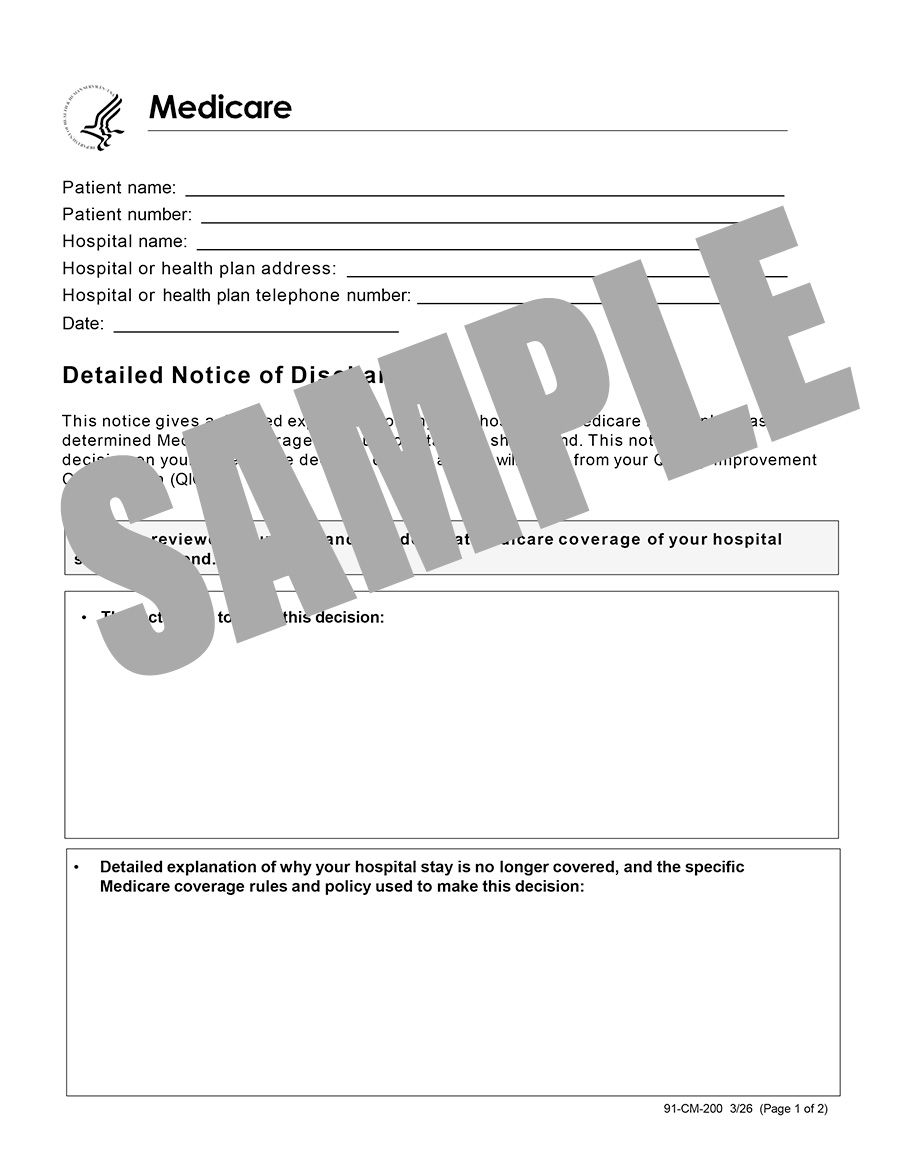 DETAILED NOTICE TO DISCHARGE