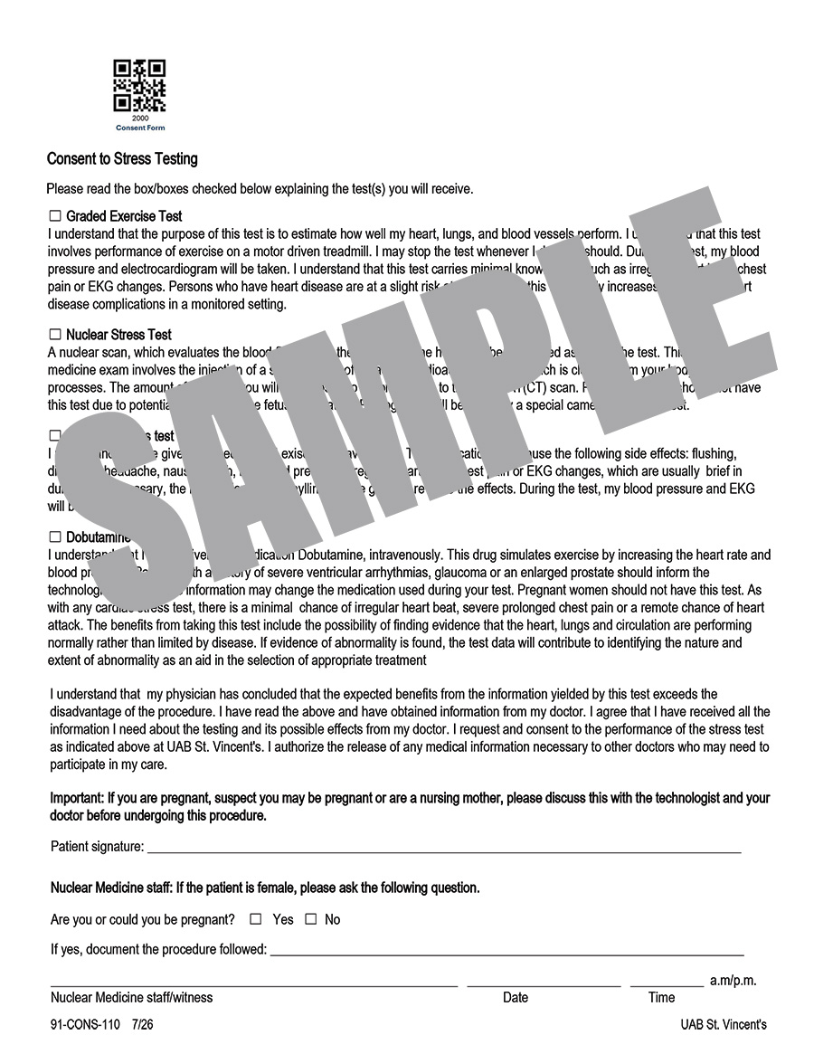 CONSENT TO STRESS TESTING
