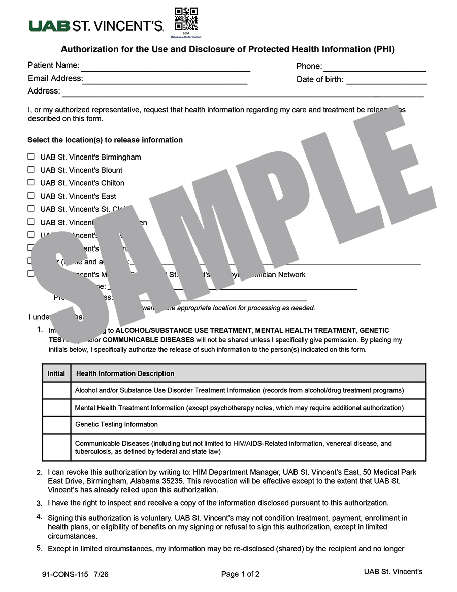 AL AUTHORIZATION FOR USE AND DISCLOSURE OF PHI