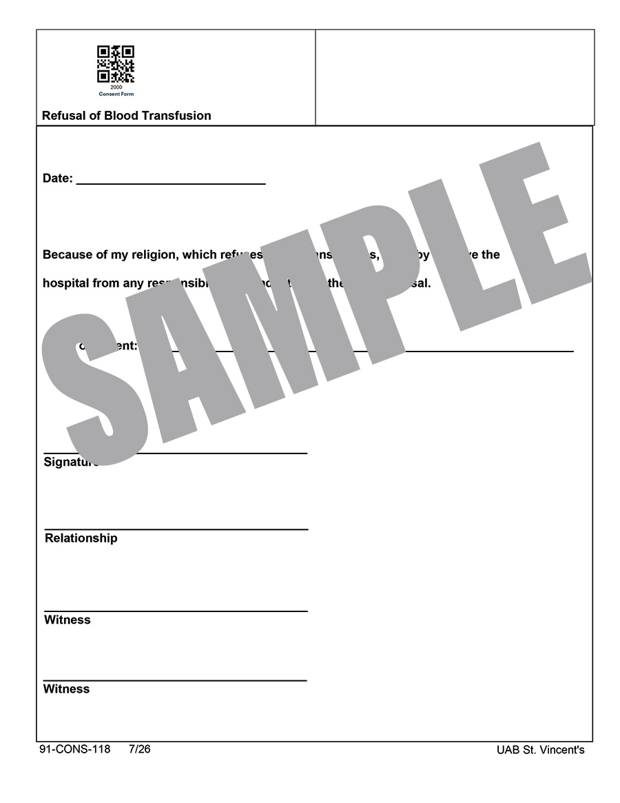 REFUSAL OF BLOOD TRANSFUSION
