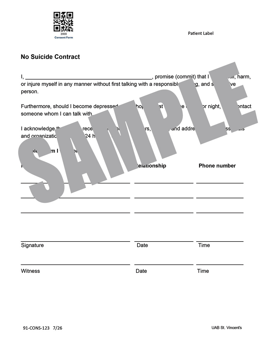 NO SUICIDE CONTRACT