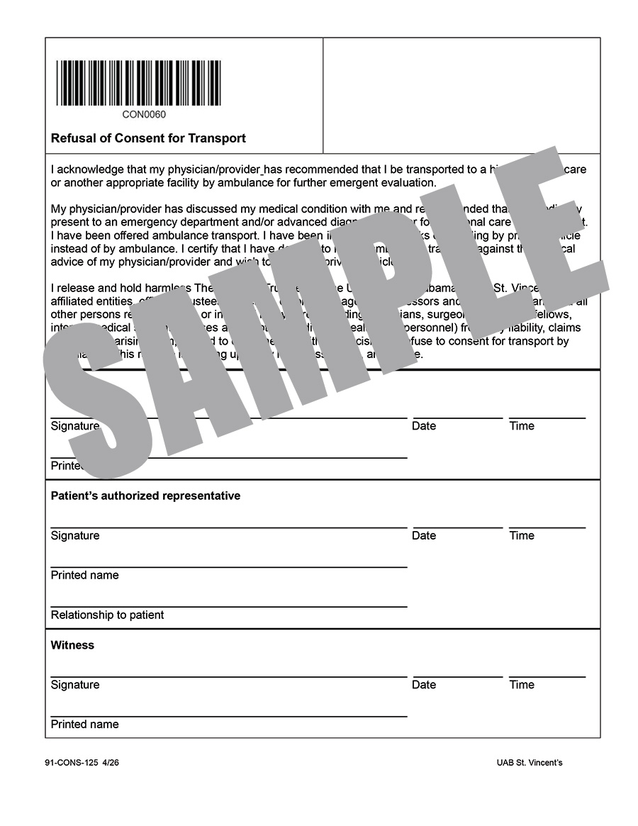 REFUSAL OF CONSENT FOR TRANSPORT