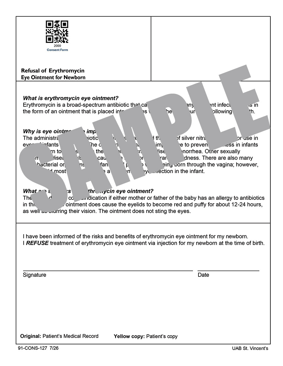 REFUSAL FOR ERYTHROMYCIN EYE OINTMENT