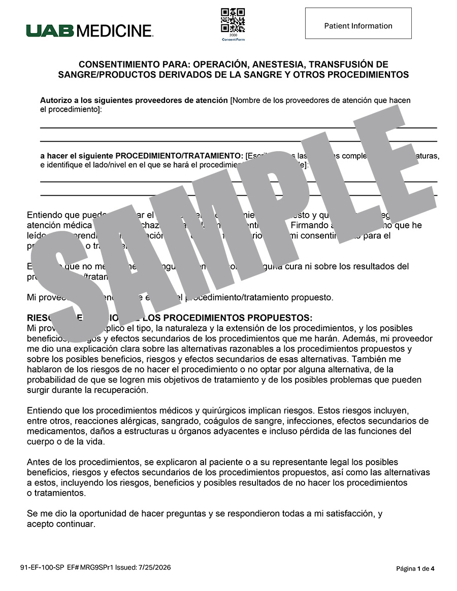 UAB MEDICINE GENERAL INFORMED CONSENT (SPANISH)