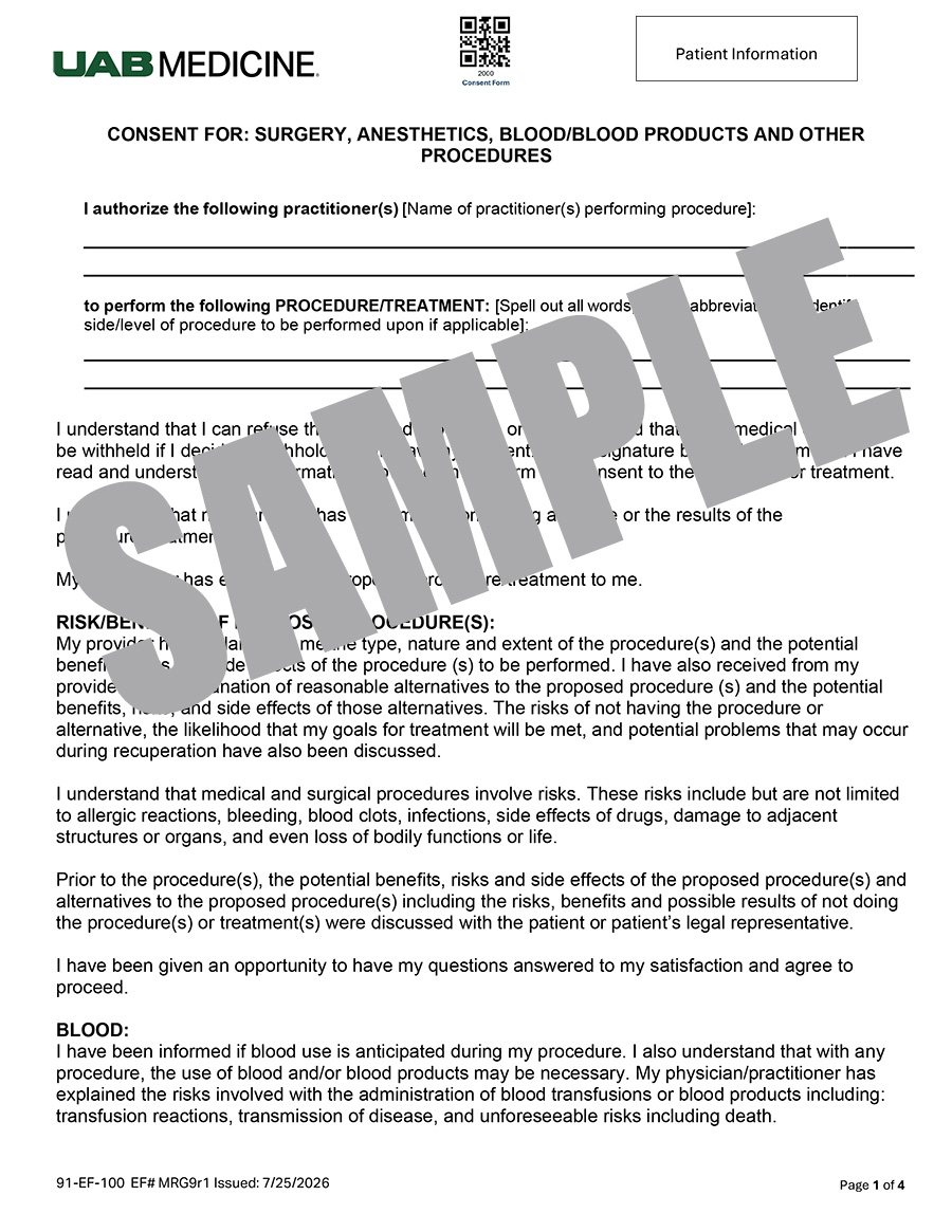 UAB MEDICINE GENERAL INFORMED CONSENT
