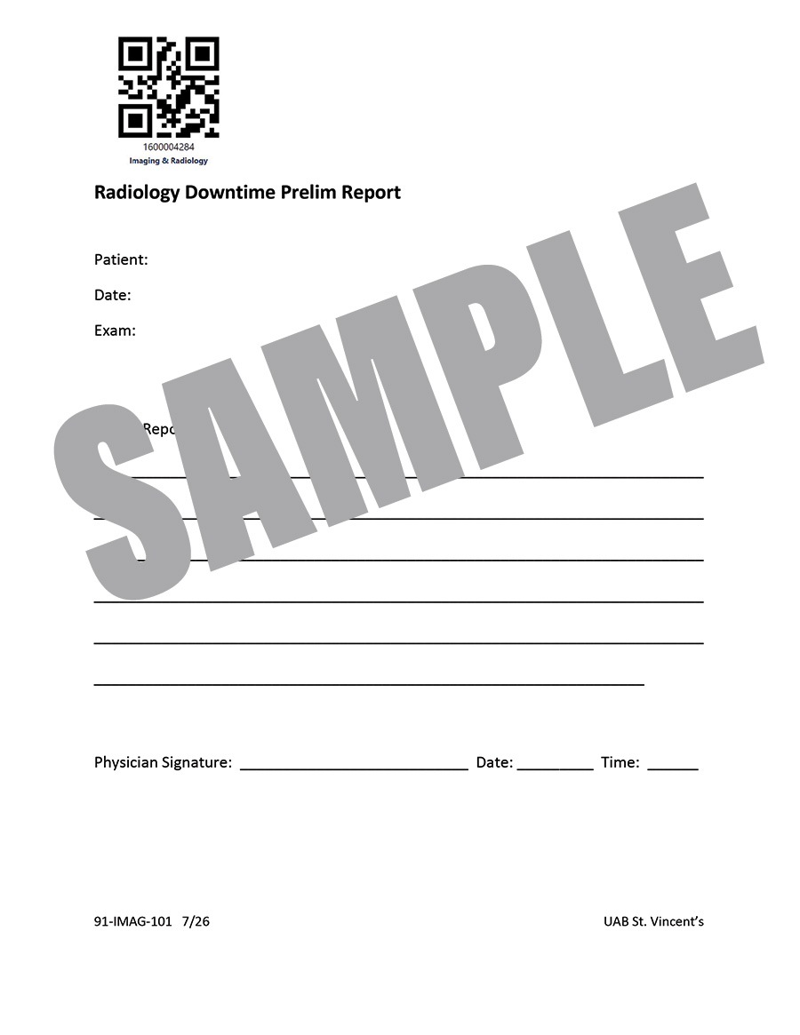 RADIOLOGY DOWNTIME PRELIMINARY REPORT