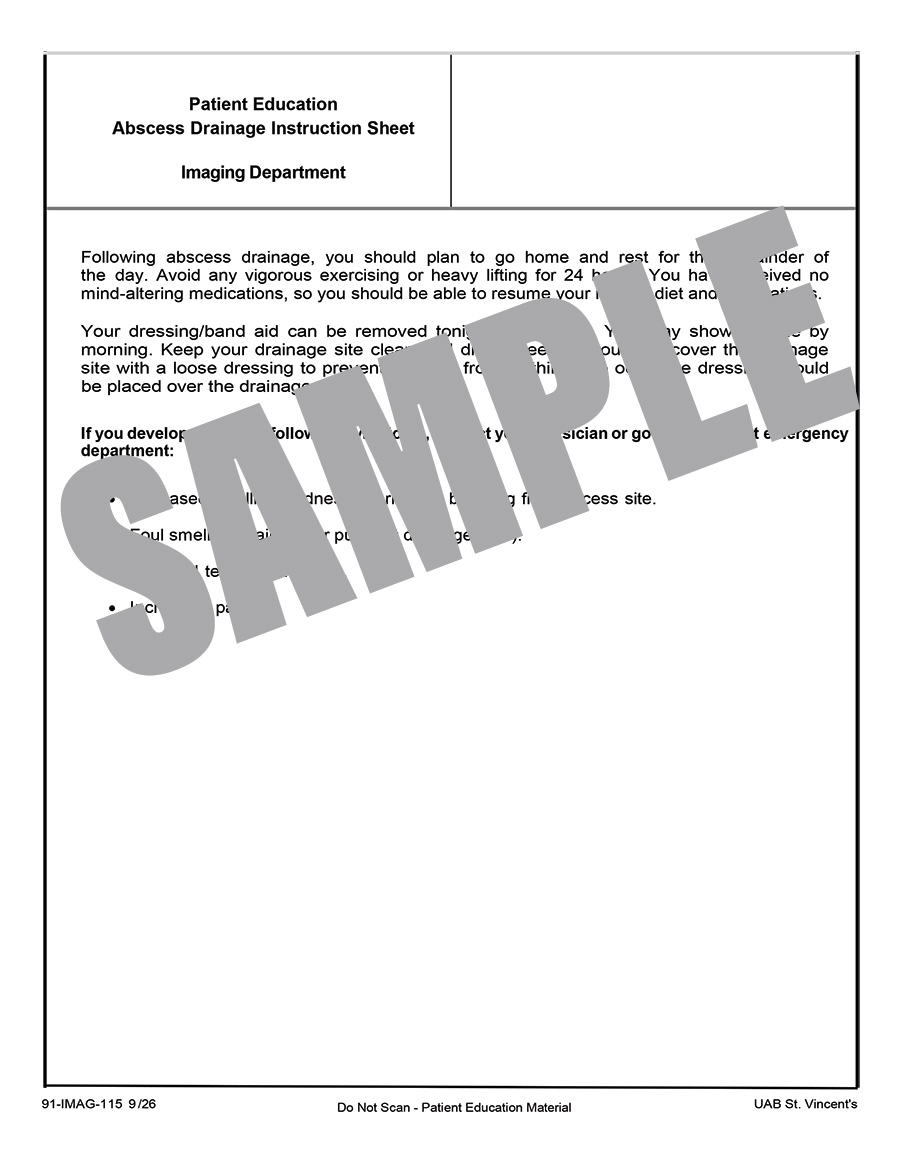 ABSCESS DRAINAGE INSTRUCTION SHEET