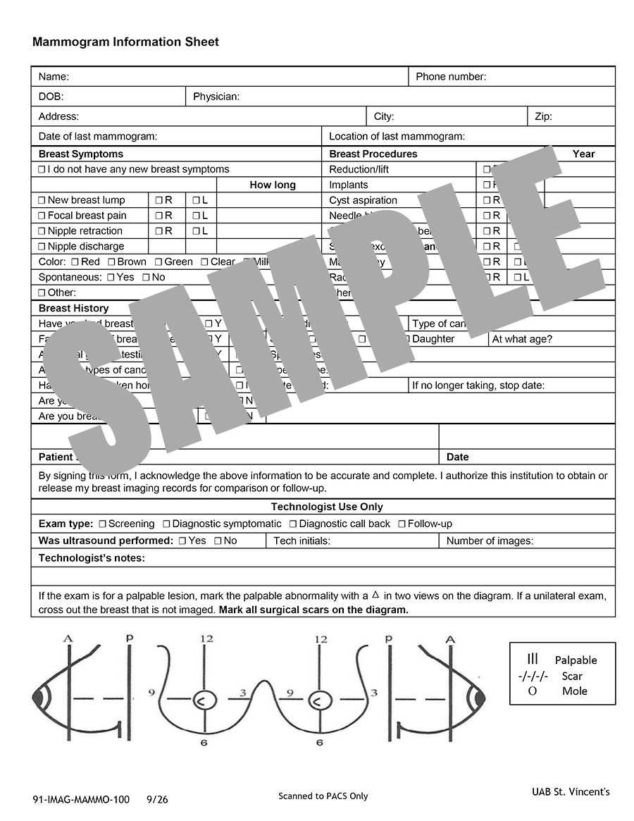 MAMMOGRAPHY INFO SHEET