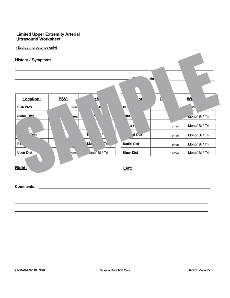 LIMITED UPPER EXTREMITY ARTERIAL US WORKSHEET