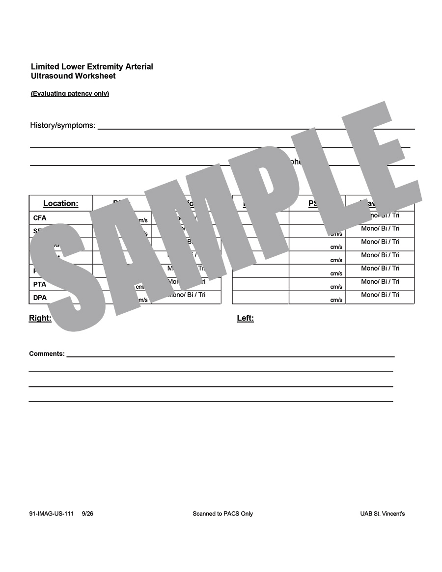 LIMITED LOWER EXTREMITY ARTERIAL US WORKSHEET