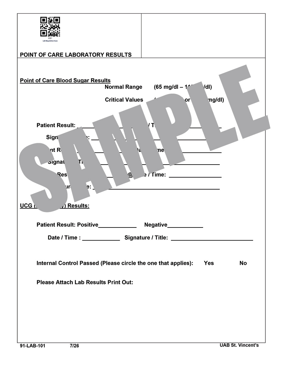 POINT OF CARE LAB RESULTS