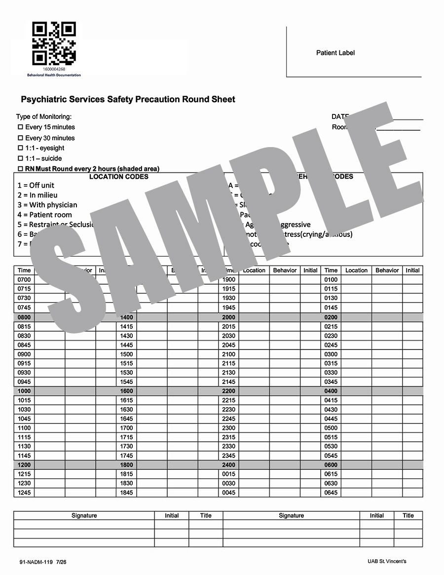 15 MIN CHECK/1:1 OBSERVATION CHECK SHEET