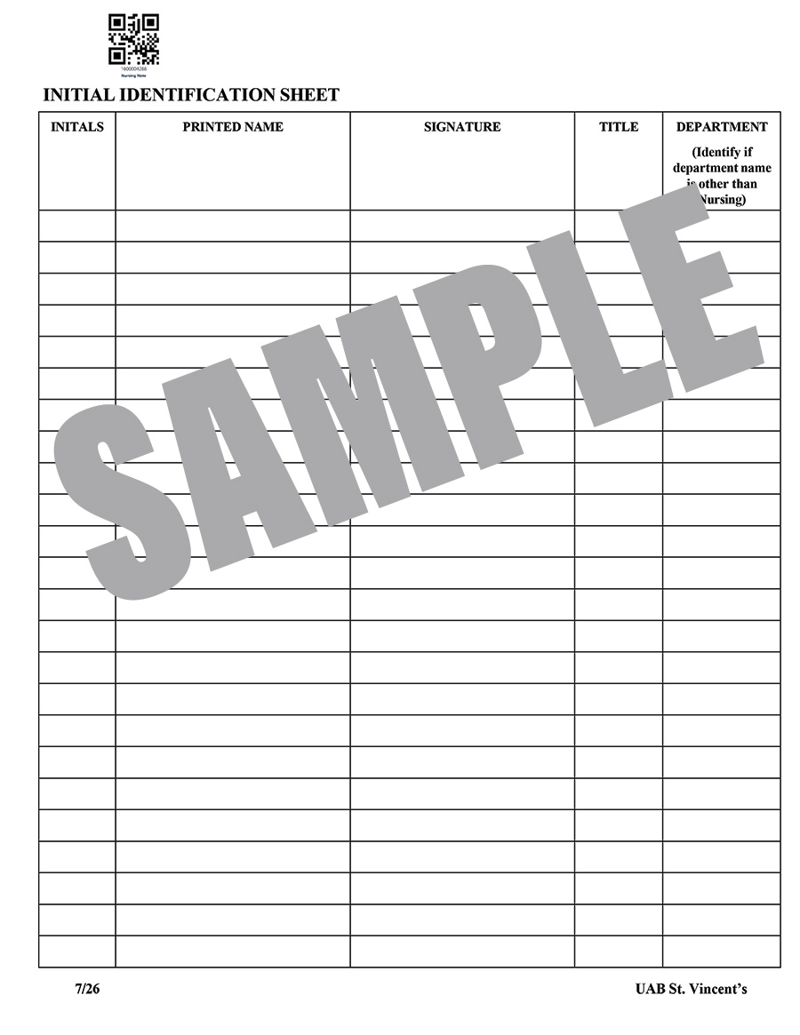 INITIAL IDENTIFICATION SHEET