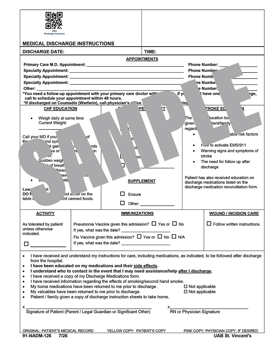 MEDICAL DISCHARGE INSTRUCTIONS