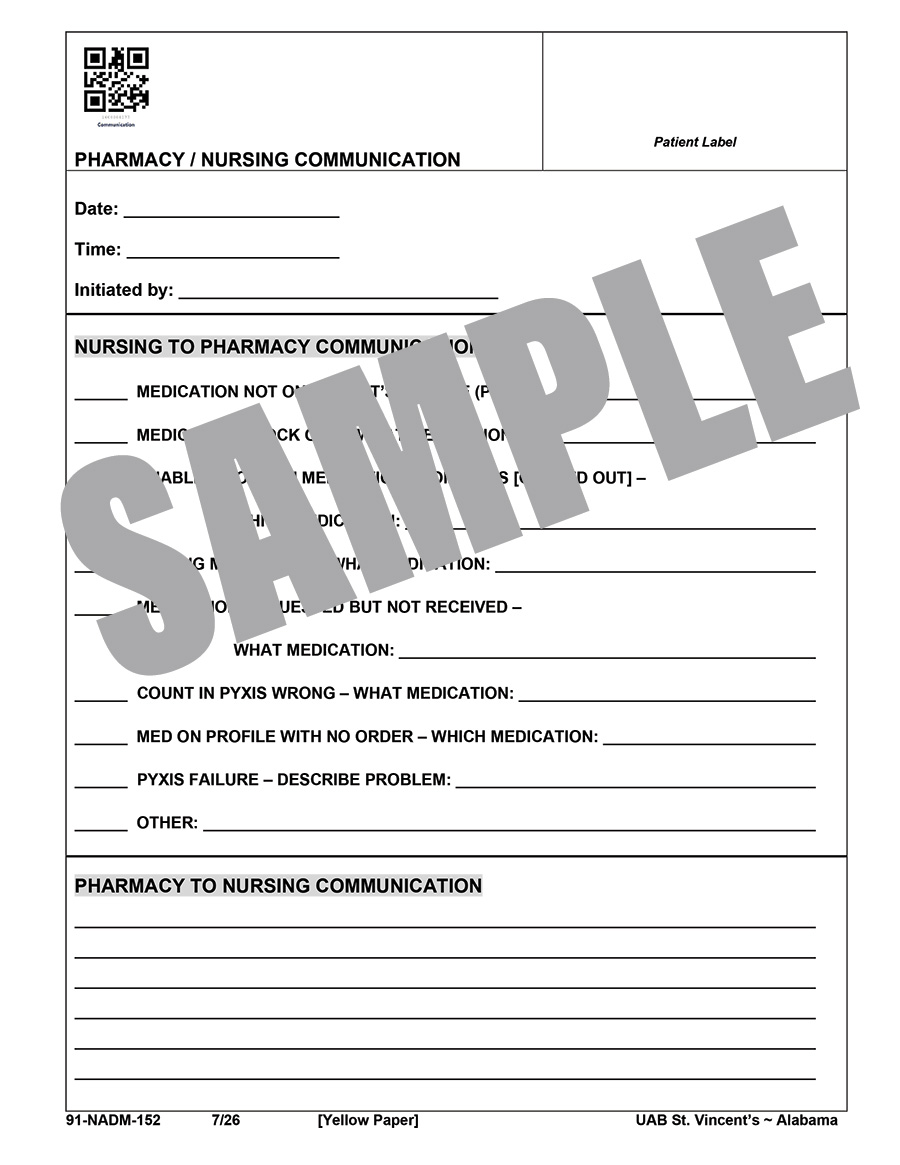 PHARMACY - NURSING COMMUNICATION