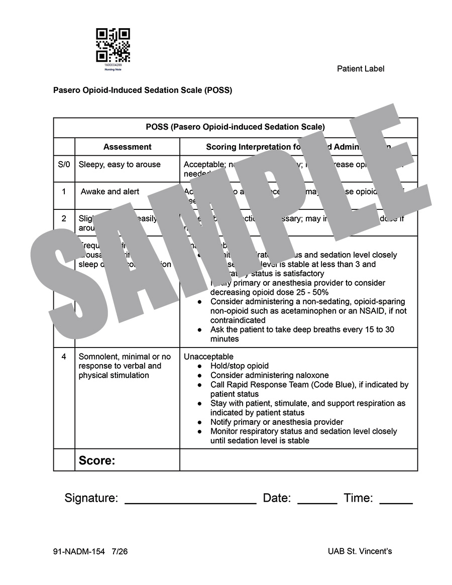 PASERO OPIOID-INDUCED SEDATION SCALE