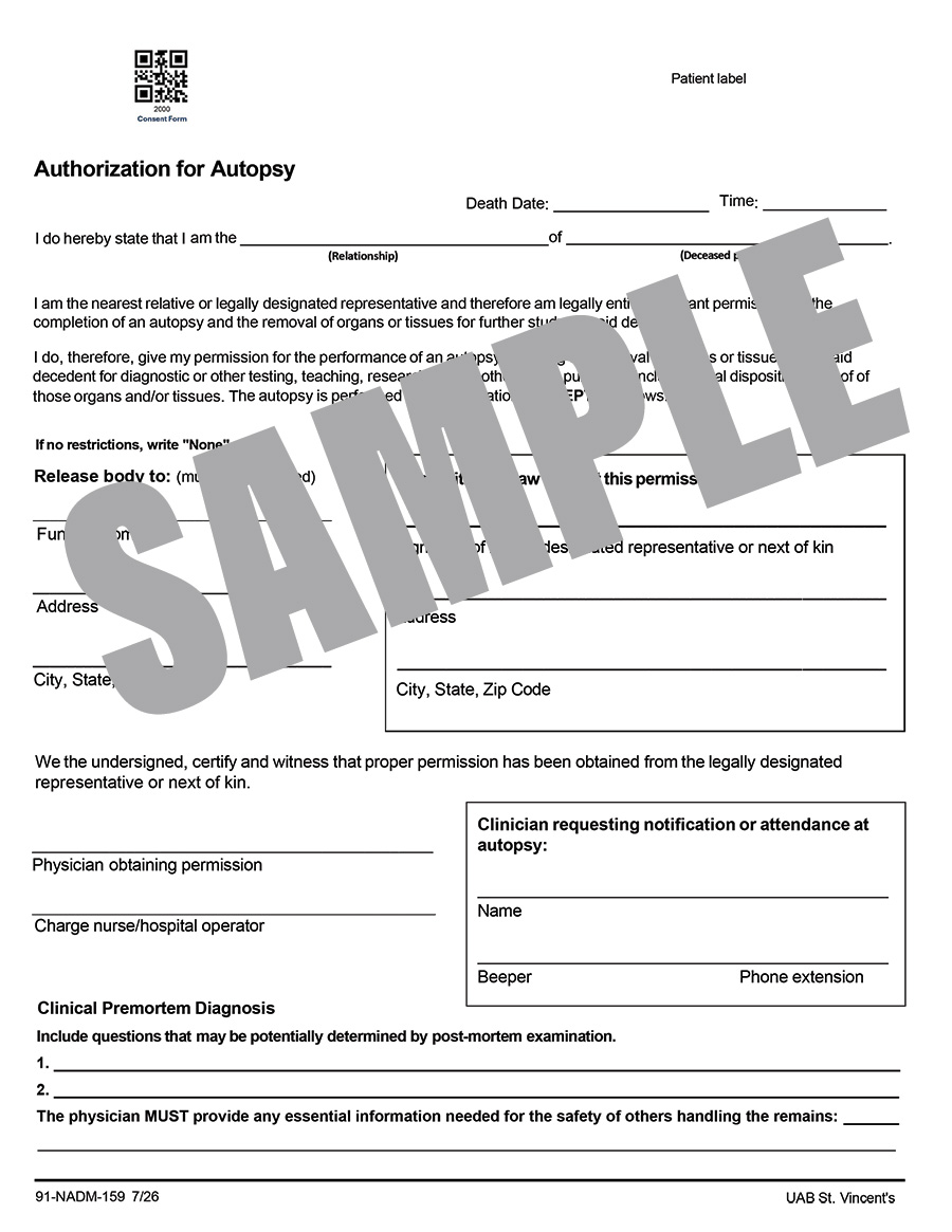 AUTHORIZATION FOR AUTOPSY