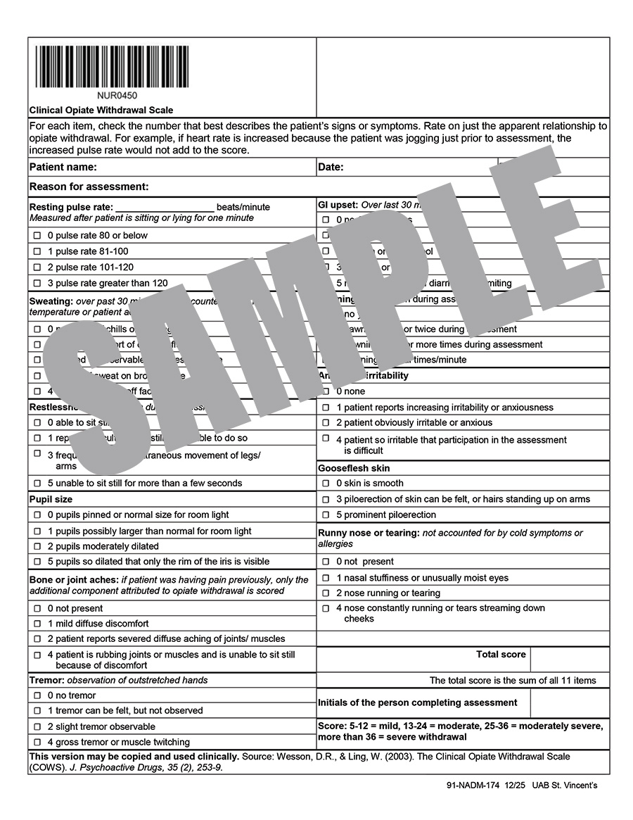 CLINICAL OPIOID WITHDRAWAL SCALE