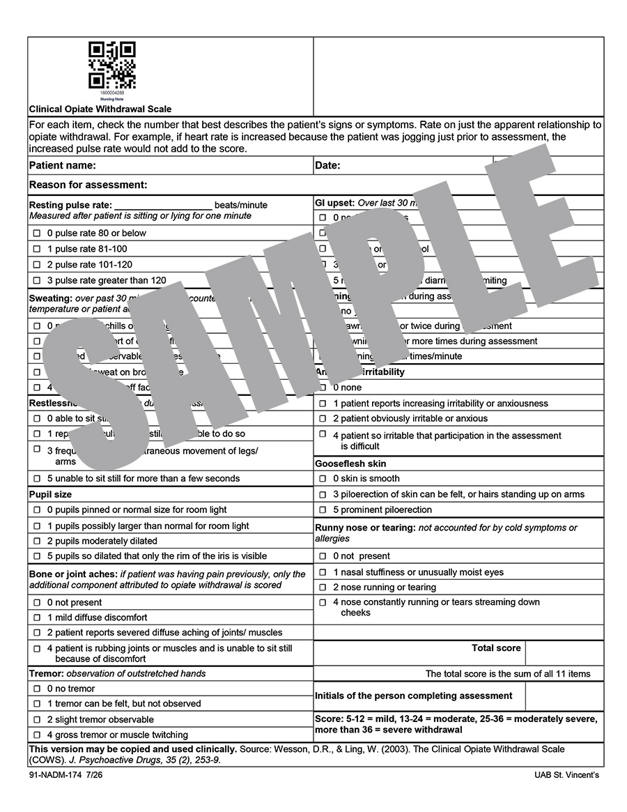 CLINICAL OPIOID WITHDRAWAL SCALE